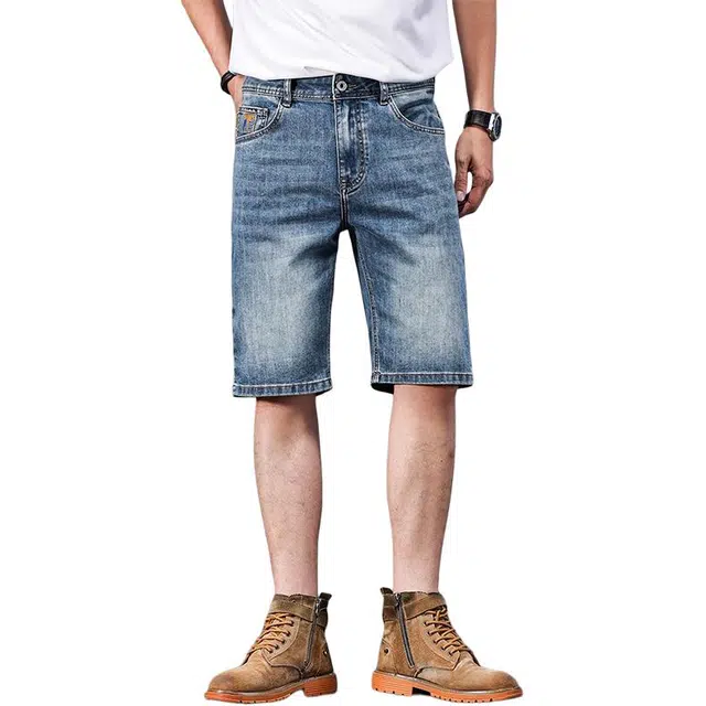 炳盛 高端夏季薄款宽松直筒五分裤潮美式休闲中裤子牛仔短裤 男女同款