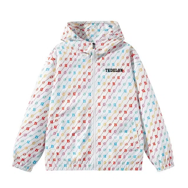 太子龍 舒适字母线条撞色满印可束口抽绳连帽个性设计感宽松防风基础休闲日常通勤夹克 男女同款