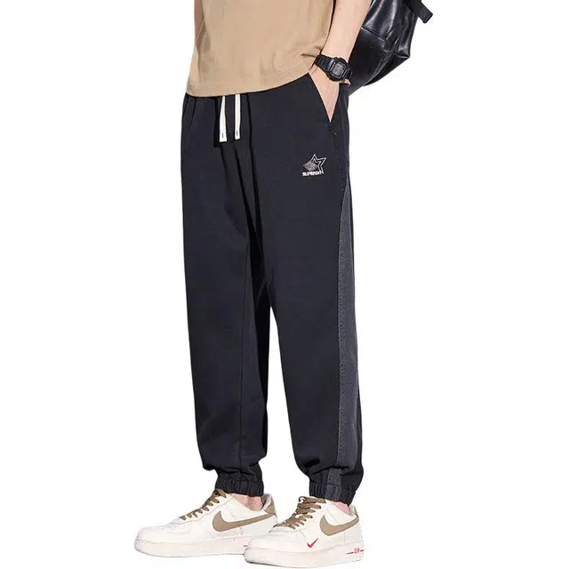 协协乐 春秋季美式复古做旧莱赛尔宽松束脚潮牌青少年哈伦休闲百搭运动九分裤子牛仔裤 男款