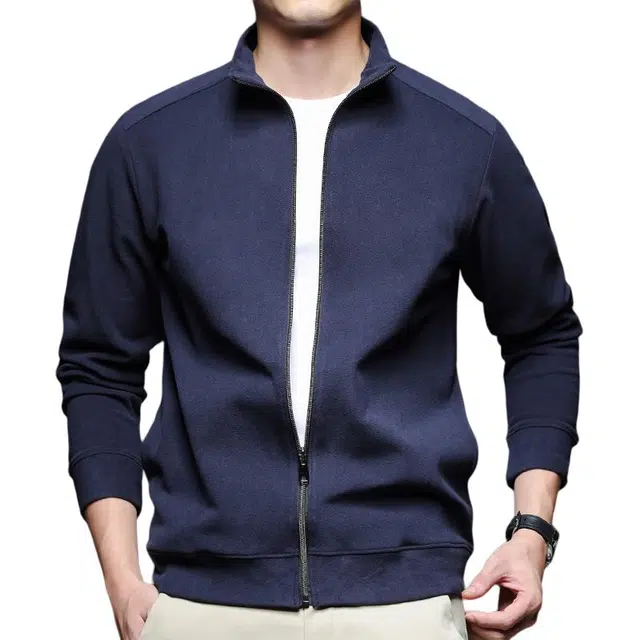 卡丹狄诺 亲肤软糯德绒拉链开衫户外休闲运动纯色立领夹克绒感外套 男款