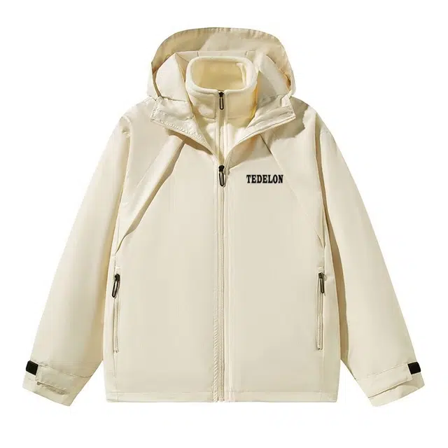 太子龍 山系户外冲锋衣机能风防泼水多功能可拆卸加绒内丹连帽拉链宽松百搭休闲落肩长袖青少年外套夹克 男款