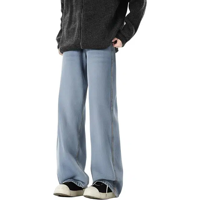 图兰朵 美式休闲时尚长裤直筒街头宽松百搭舒适牛仔裤 男女同款