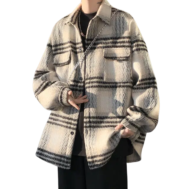 悍戈 毛呢呢料多风格融合的时尚翻领外套棉服 男女同款