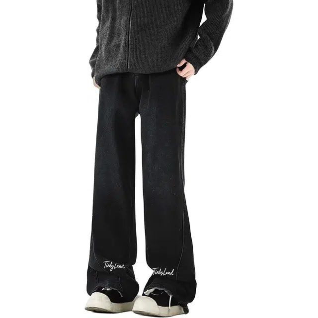 图兰朵 美式百搭宽松时尚直筒休闲长裤牛仔裤 男女同款