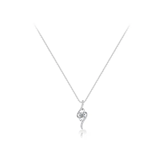 六桂福珠宝 海洋之心 简约轻奢镂空百搭高级感浪漫精致小清新通勤日常 锆石 项链 女款