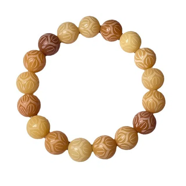 钵提 碳烧莲花绕指柔盘玩百搭新中式纹理#好运 菩提根 手串 男女同款情侣款