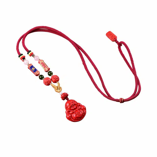 茂琼 招财进宝 精品弥勒佛吊坠项坠高档高含量小众设计高级感#好运 朱砂 项链 男女同款情侣款