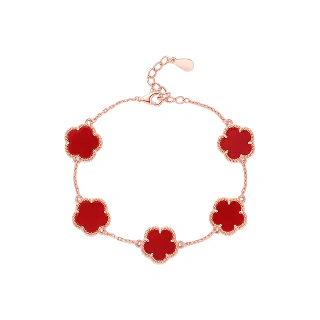 法思梵 幸运五瓣花 甜美立体感设计 精致轻奢显气质可调节 #好运 玛瑙 手链 女款