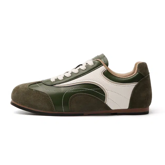 乐乐鱼 复古撞色平底泽西风运动休闲 耐磨 低帮 德训鞋 女