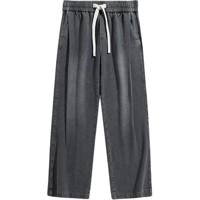 奇迹街区 美式街头做旧潮牌宽松直筒潮流百搭牛仔裤 男女同款