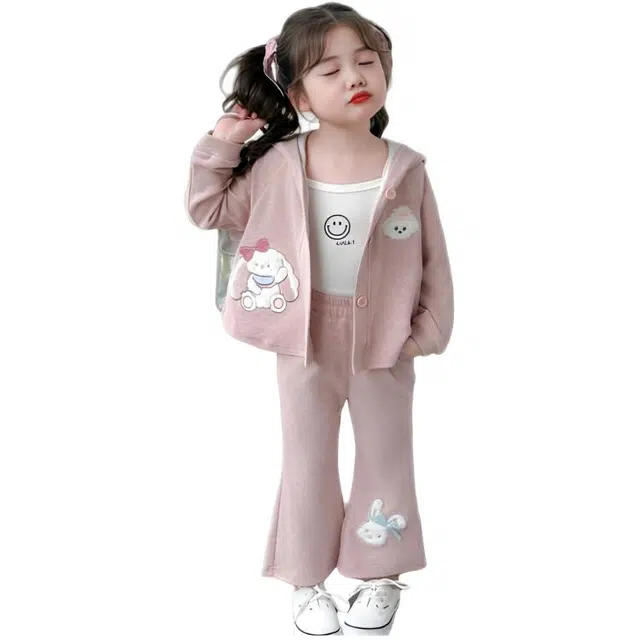 比比我休闲运动套装  女童春秋季大童潮牌兔子卫衣小孩衣服 小女孩长袖洋气时髦 舒适帅气轻便