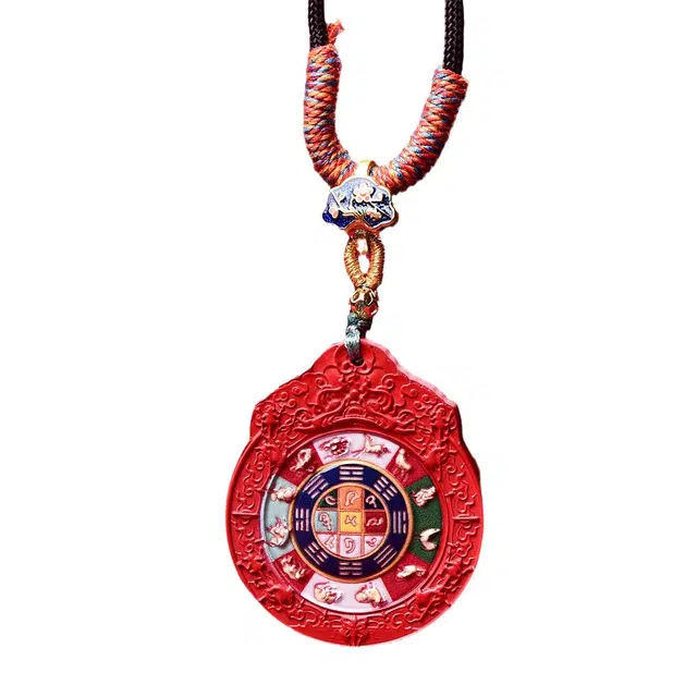 茂琼 简约 时尚 精品彩绘九宫八卦项坠红砂高含量小众高级感百搭#好运 朱砂 项链 男女同款情侣款