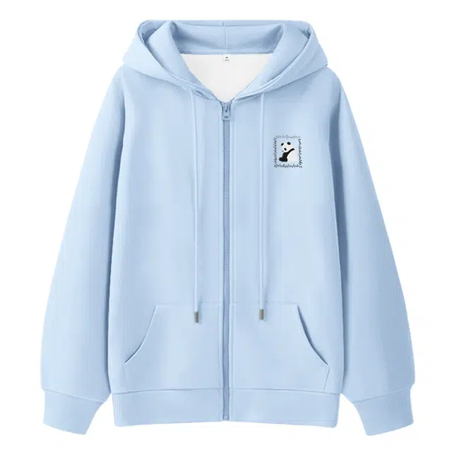 棉致 毛绒熊猫简约纯色牛奶丝复合抗皱无性别主义宽松落肩休闲卫衣 男女同款