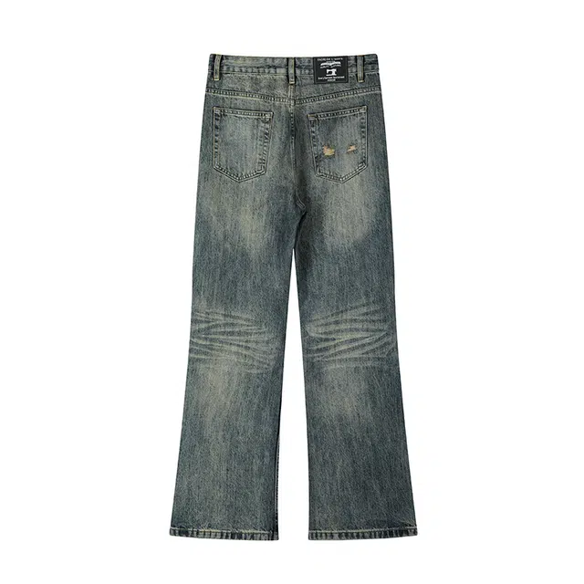 金贝勒 美式复古水洗纯色百搭显高显瘦垂感长裤牛仔裤 男女同款