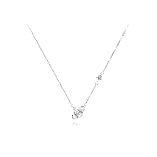 六桂福珠宝 浪漫星球 时尚轻奢百搭高级感梦幻闪耀灵动高级感小清新日常通勤小众设计 锆石 项链 女款