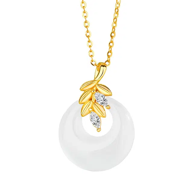 陌阡雪 穗穗平安 新中式轻奢简约高级感 气质时尚麦穗设计#好运 玉髓 项链 女款