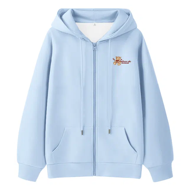 棉致 玩偶小熊简约纯色牛奶丝复合抗皱无性别主义宽松落肩休闲卫衣 男女同款