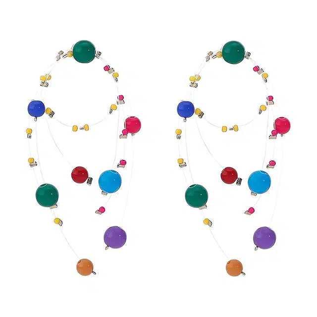 希遇 烟花彩色个性不撞款趣味串珠精致小巧设计感 #好运 合金 耳钉 女款