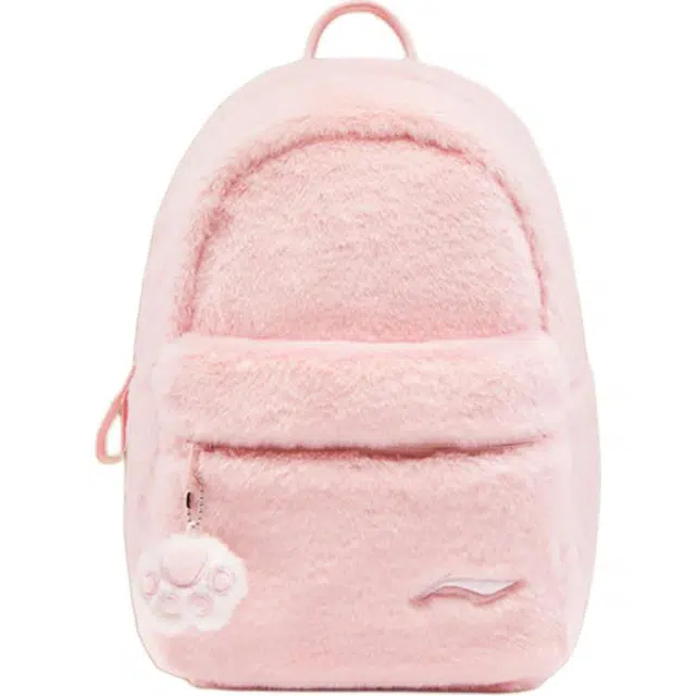 李宁儿童 户外 时尚运动简约 聚酯纤维 双肩包 常规 青少年 淡粉红