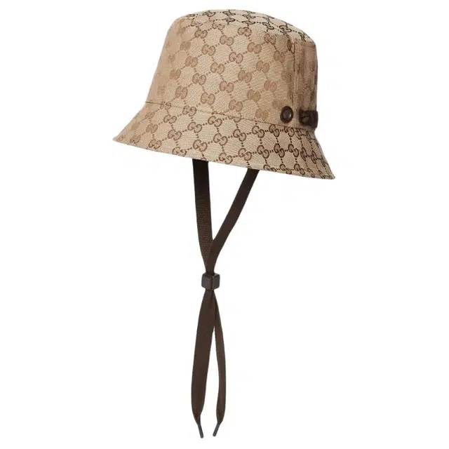 GUCCI Logo Canvas Bucket Hat Brown