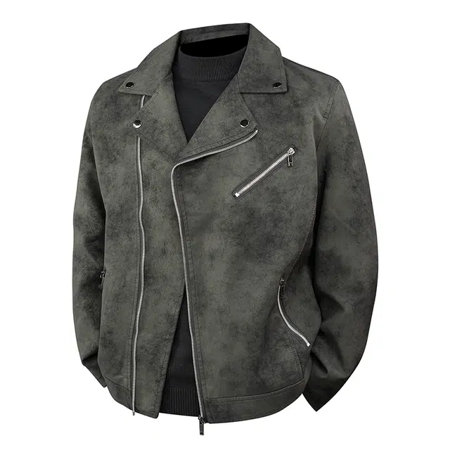 美式复古高街风多功能机车服皮衣 男女同款