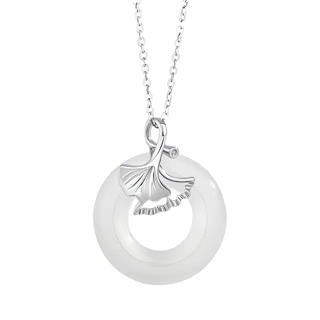 陌阡雪 【三生有杏】银杏平安 新中式轻奢气质百搭时尚设计简约大方 小众精致优雅甜美清新高级感#好运天然 玉髓 项链 女款