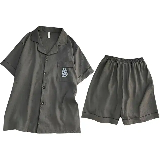 顶瓜瓜 夏季男透气简约休闲轻盈舒适家居服睡衣套装 男款