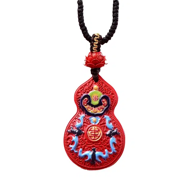 茂琼 精品红砂莲花彩绘福禄吊坠项坠高档小众高级感#好运 朱砂 项链 男女同款情侣款