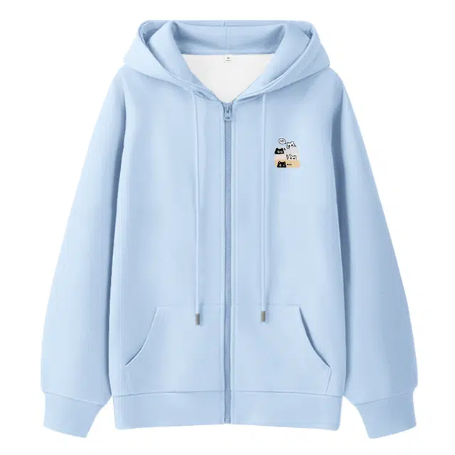 棉致 猫猫对话简约纯色牛奶丝复合抗皱无性别主义宽松落肩休闲卫衣 男女同款