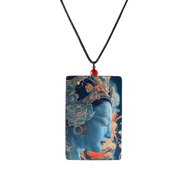 古韵归龙山文创 新中式复古小众设计平安好运财源滚滚无事牌文玩工艺品好运饰品 楠木 项链 男女同款情侣款