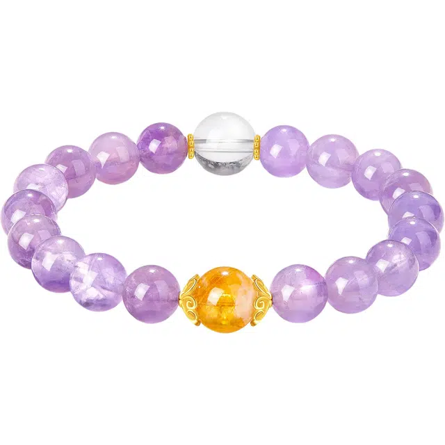 【紫气东来|引富奔贵】 老凤祥 幸运紫光  高级小众九紫离火能量磁场转运聚财生活富足事业旺好运女生女友精美礼盒天然 紫水晶 手串 女款