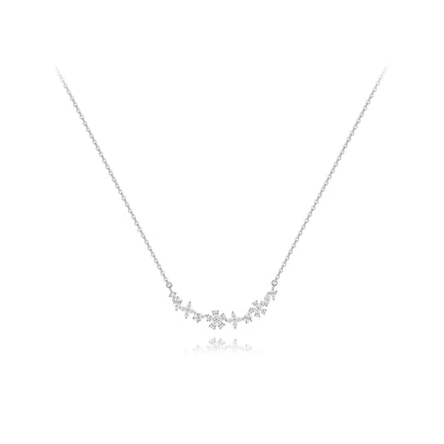 【S925银】 六桂福珠宝 紫藤花开小众设计经典百搭日常简约高级感精致轻奢通勤极简温柔气质可调节 锆石 项链 女款