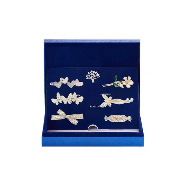 妖娆猫 可爱发饰多巴胺蝴蝶结侧边一字夹套装高级精致刘海夹糖果发卡礼盒装#好运 合金 发夹 女款