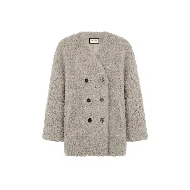 美洋 绵羊毛双排扣仿保暖大衣 女款