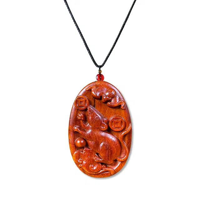 素于 小众百搭高级感复古风文艺风湘工雕刻手工精雕锁骨链出街神器高品质天花板#好运 紫檀属 木作项链 男女同款情侣款