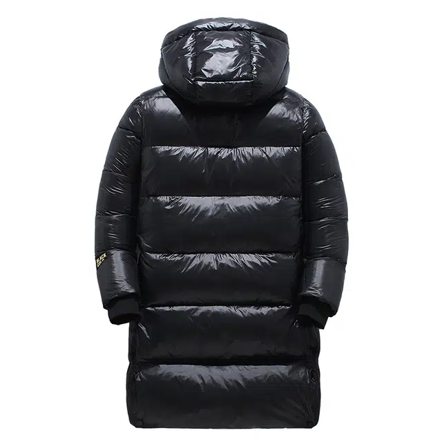 金盾 冬季外套潮流休闲亮面保暖长款连帽棉服 男女同款