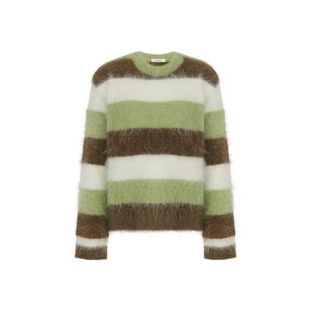 美洋 羊驼毛混纺条纹圆领毛衣 女款