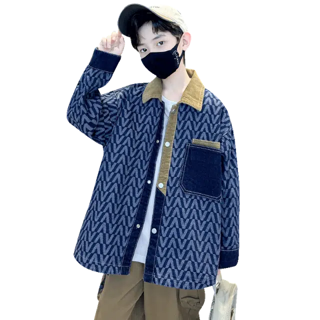 帕兰朵 潮流时尚百搭休闲运动宽松舒适其他儿童牛仔衬衫 春秋 青少年