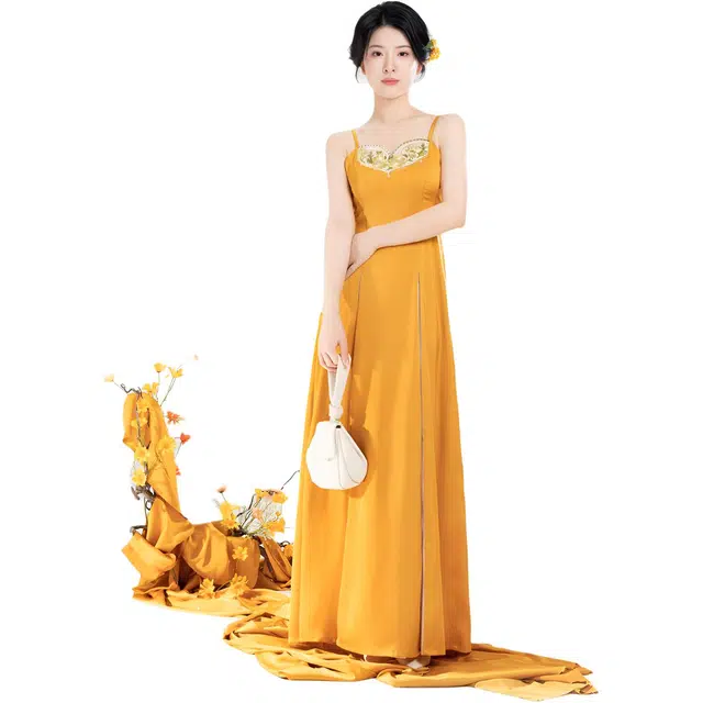 织造司 织造司 夏菊 莱赛尔妆花立领对襟衫新中式吊带连衣裙改良三裥裙女汉服 女款