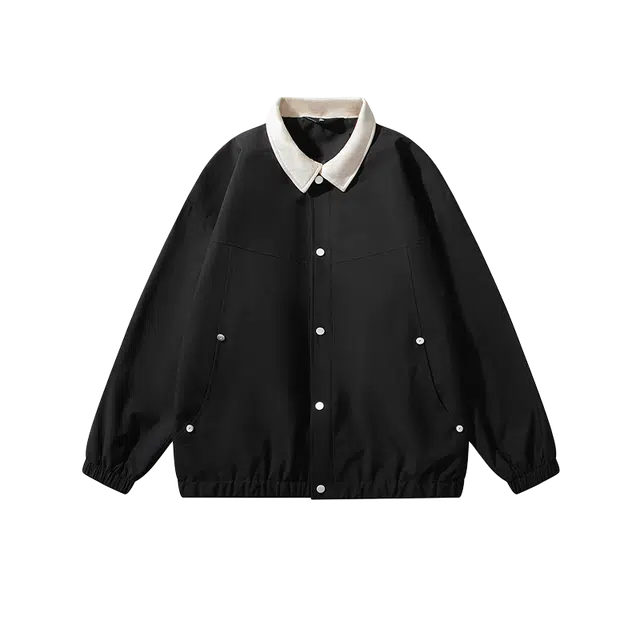 奇迹街区 复古翻领教练潮牌宽松百搭长袖夹克外套 男女同款