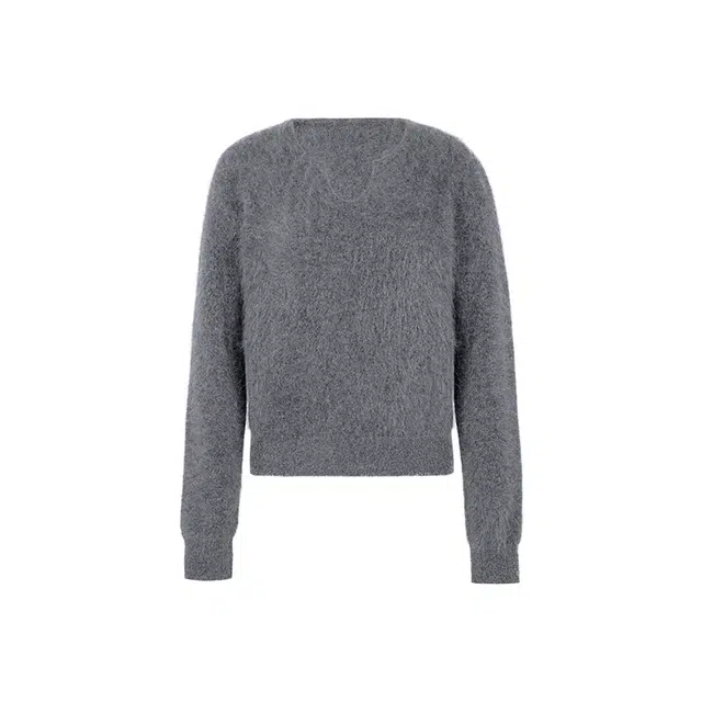 美洋 银丝拉绒纯色短款羊绒衫 女款