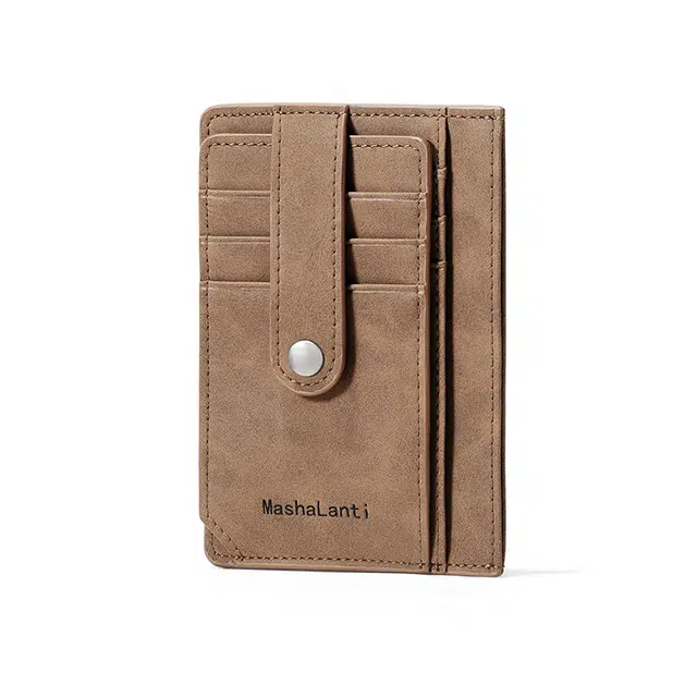 马莎兰缇 小巧简约纯色商务高级多卡位 合成革 卡包 男款 咖啡色