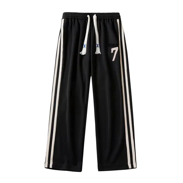 太子龍 美式潮流街头日系基础简约透气宽松百搭运动高级垂感抽绳纯色速干薄款直筒阔腿休闲裤 男款