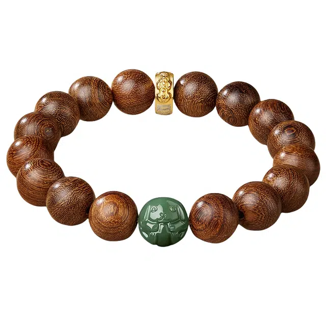 宣华意 新中式国潮简约复古典雅十二生肖招财貔貅文玩佛珠转运珠 好运连连 八方来财 单圈 金丝檀木 手串 男女同款情侣款