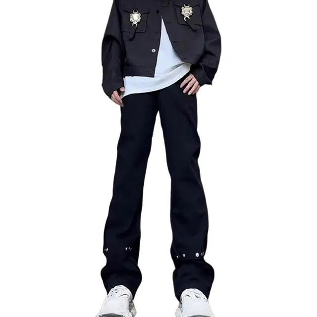 拓菲 美式机能潮高街微喇裤潮宽松直筒牛仔裤 男女同款