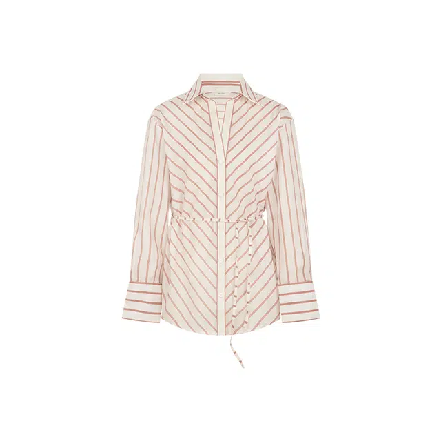 美洋 天丝醋酸海滩条纹长袖衬衫 女款
