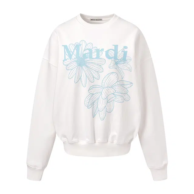 MARDI MERCREDI SS25 SWEATSHIRT TRIPLE FLOWER_WHITE SKY