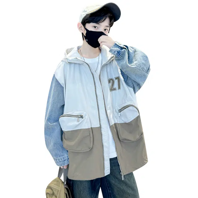 帕兰朵上装 潮流洋气时尚韩版宽松百搭男童牛仔外套 青少年