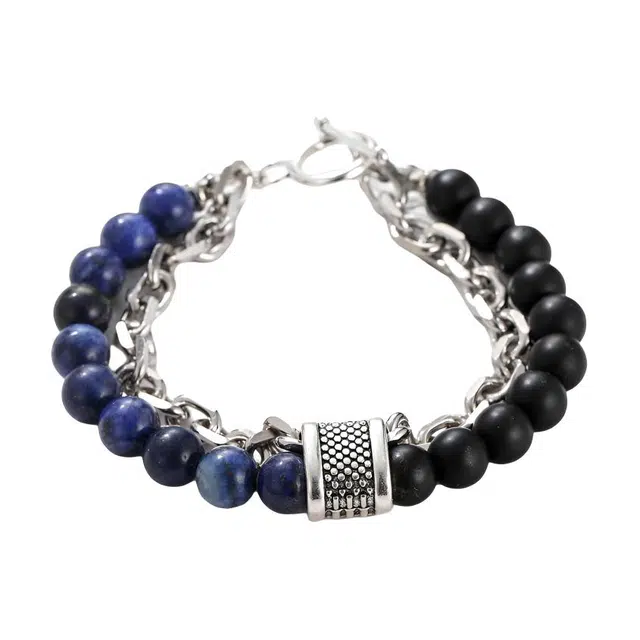 清脆小溪 创意 几何双色手饰高级感时尚朋克风组合气质 合金 手链 男女同款情侣款