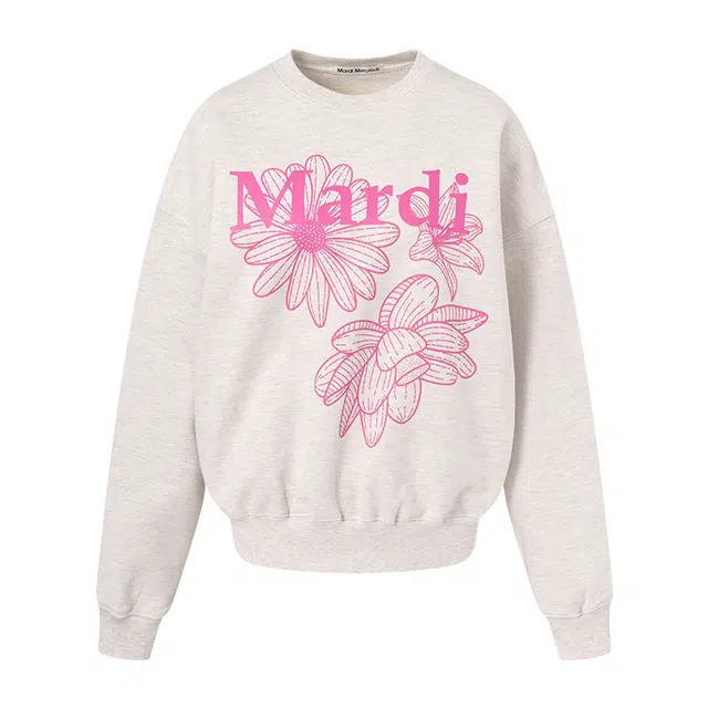 MARDI MERCREDI SS25 SWEATSHIRT TRIPLE FLOWER_OATMEAL PINK